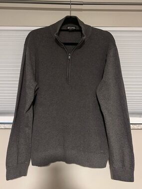 Michael Kors Men's Dark Charcoal Quarter Zip Sweater